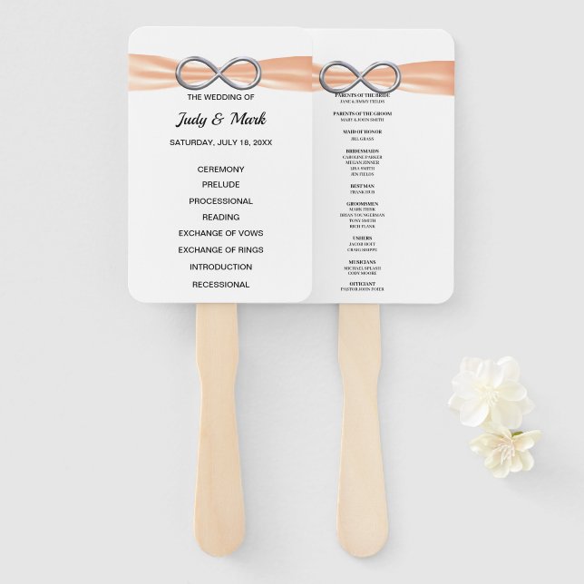 Abanico Aficionados al programa de boda infinita naranja (Anverso y reverso)