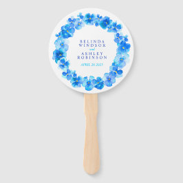 Abanico Aficionados al programa de bodas en color azul pan