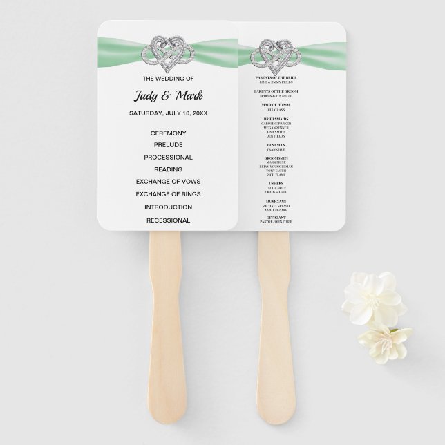 Abanico Aficionados al programa Green Infinity Heart Weddi (Anverso y reverso)