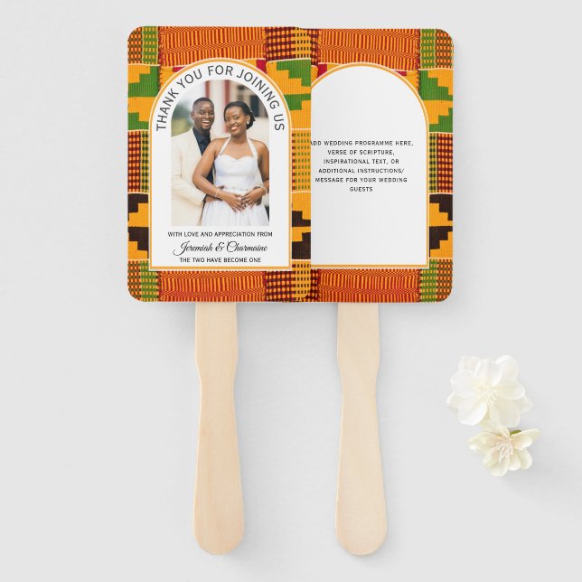 Abanico African Ghana Kente WEDDING Guest Favor Gift (Anverso y reverso)