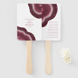 Abanico Agate Geode Purpurina Wedding Party Borgoña ID647