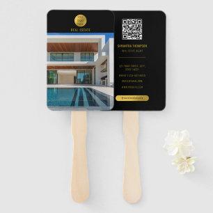 Abanico Agente inmobiliario Black & Gold Professional Phot