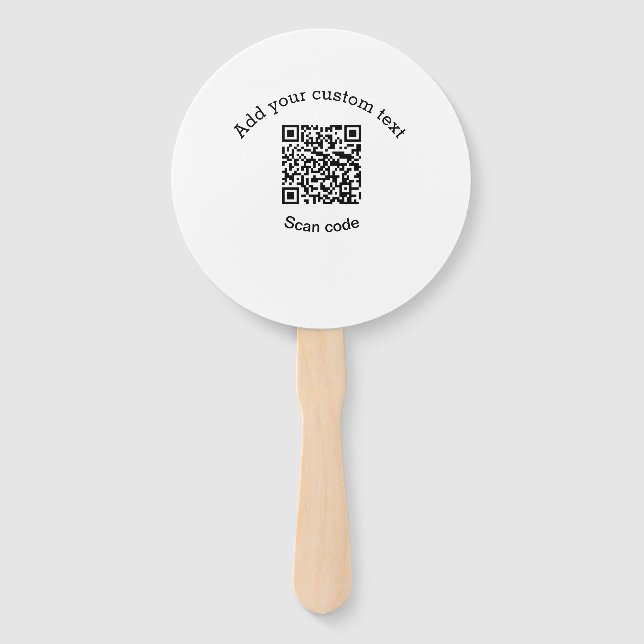 Abanico Agrega tu texto personalizado código QR de escaneo (Anverso)