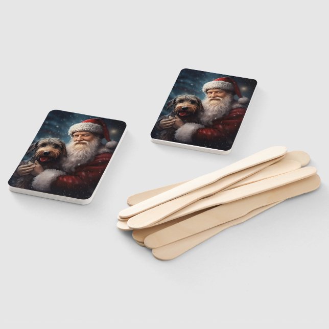 Abanico Airedale con Navidades festivos de Santa Claus (No montado)