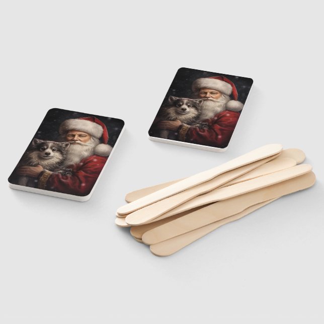 Abanico Alaskan Malamute con Navidades de Santa Claus (No montado)