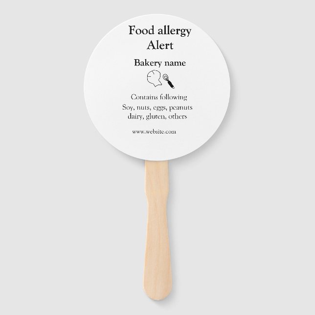 Abanico Alerta de alergia al alimento añadir nombre de los (Anverso)