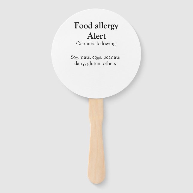 Abanico Alerta de alergia al alimento añadir nombre de los (Anverso)