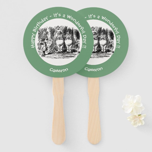 Abanico Alicia en el país de las maravillas Tweedledum y F (Anverso y reverso)