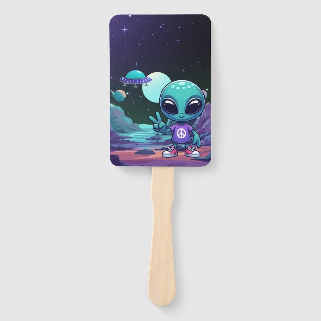 Abanico Alien y barco espacial por la paz (Anverso)