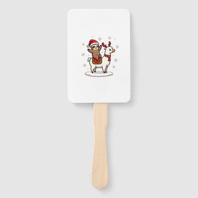 Abanico Alpaca Sloth Christmas (3) (Anverso)