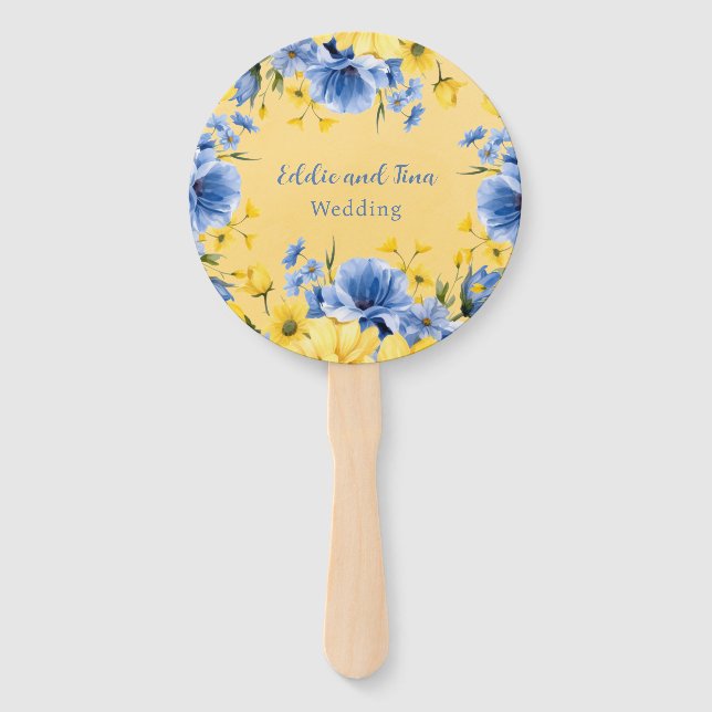 Abanico Amarillo Blue Peony Bridal Shower (Anverso)