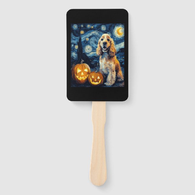 Abanico American Cocker Spaniel Cute Dog Halloween Jack O  (Anverso)