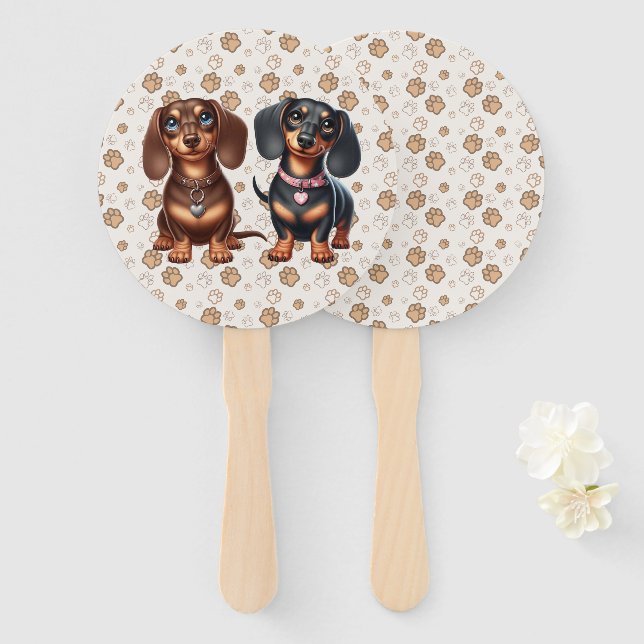 Abanico Amigos de Cute Dachshund (Anverso y reverso)