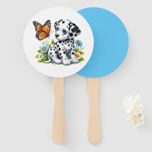 Abanico Amigos de Cute Dalmatian/Butterfly (Anverso y reverso)
