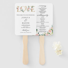 Abanico Amo Rubor Florals Wedding Program Fan