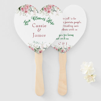 Abanico Amor Florece Aquí Corazón Floral Rosa Boda