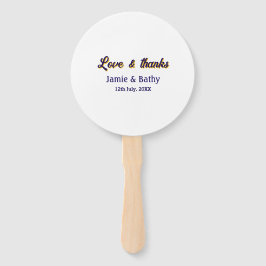 Abanico Amor y gracias naranja púrpura fecha de la pareja