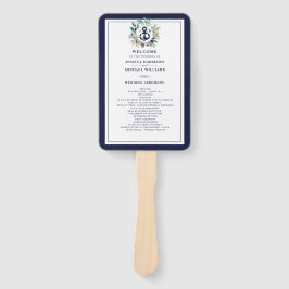 Abanico Anchor Monograma Greenery Wreath Naval Boda