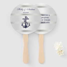 Abanico Ancla Azul Náutico Plata Peso BG Boda
