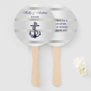 Abanico Ancla Azul Náutico Plata Peso BG Boda