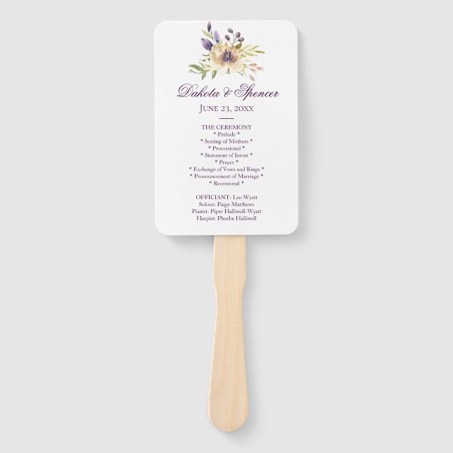 Abanico Anemone Garden Floral Boho Boda moderna Ceremonia (Anverso)