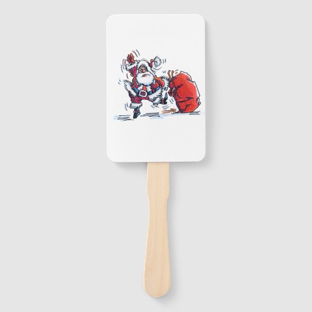 Abanico Angry Santa rectangle hand fans (Anverso)