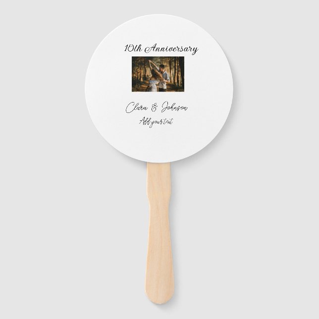 Abanico Aniversario boda agregar nombre año imagen par de  (Anverso)