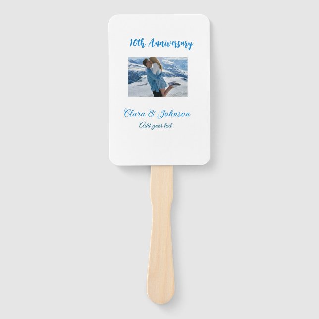 Abanico Aniversario boda agregar nombre año imagen par de  (Anverso)