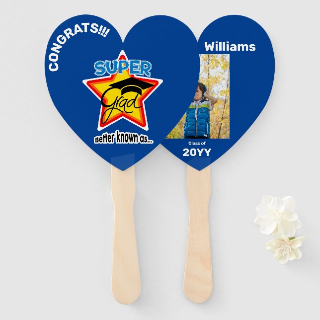 Abanico Año de foto editable de corazón-súper grad (Anverso y reverso)