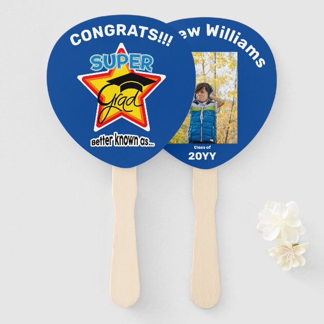 Abanico Año de foto editable Super Grad-Paddle (Anverso y reverso)