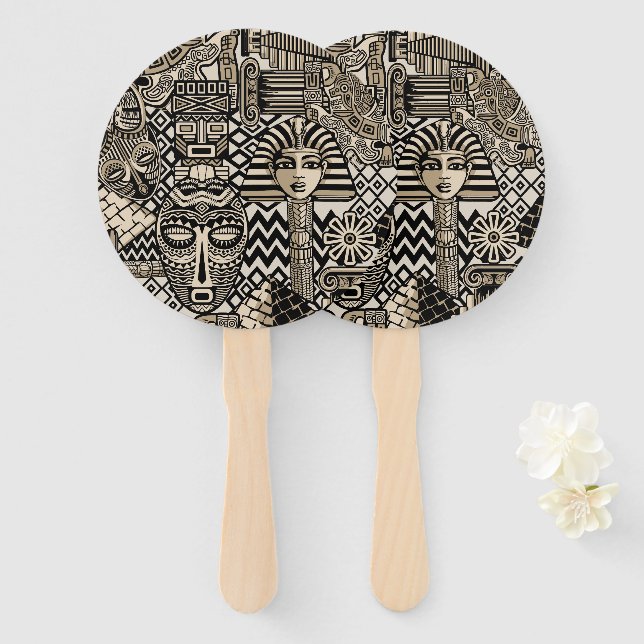 Abanico Antiguos Símbolos Históricos Estilo Tatuaje (Anverso y reverso)