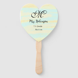 Abanico apreciación del profesor de acuarcolía azul amaril