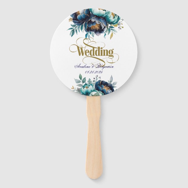 Abanico Aqua Verde azulado y Boda de la Marina Peony Bouqu (Anverso)