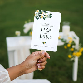 Abanico Árbol floral de flores de limón Boda blanco elegan