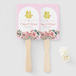 Abanico arca floral blanca rosa boda chino