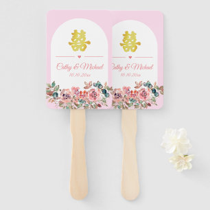 Abanico arca floral blanca rosa boda chino