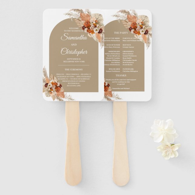 Abanico Arco floral de Boho tropical terracota burgundy (Anverso y reverso)