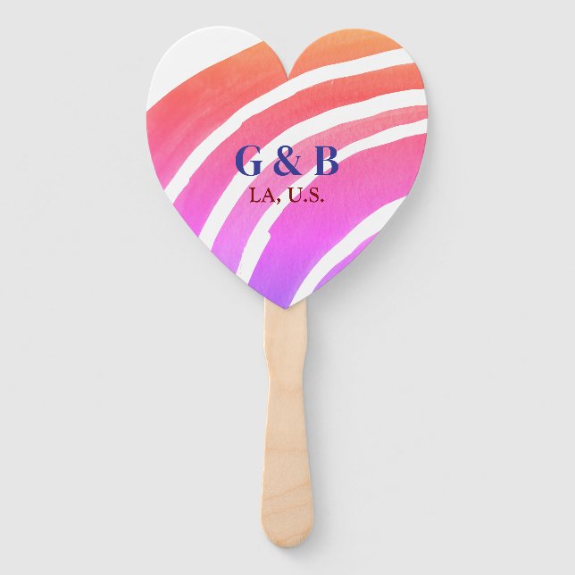 Abanico Arcoiris amarillo rosa añaden nombre de pareja ciu (Anverso)