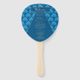 Abanico Art Deco Boda Azul Roaring 2007 Vintage