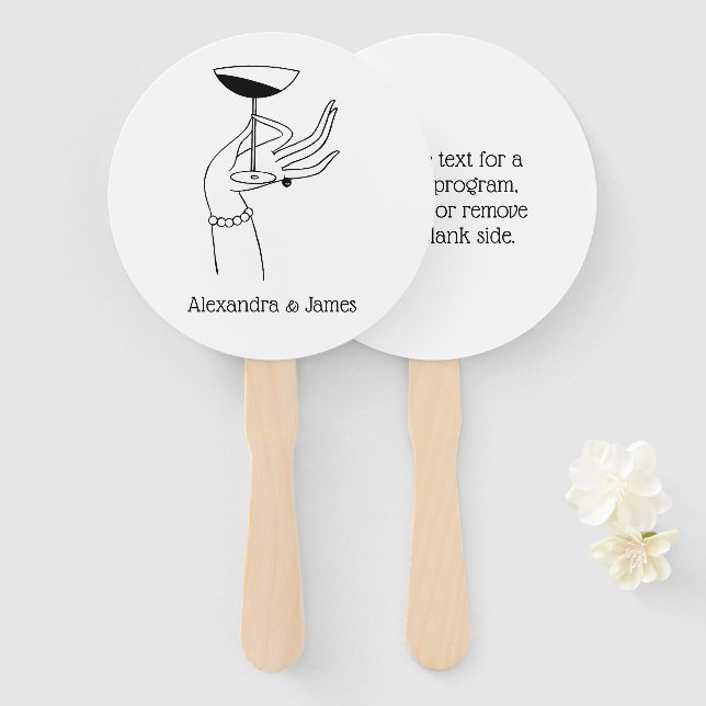 Abanico Art Deco Lady's Hand Holding Champagne Glass (Anverso y reverso)