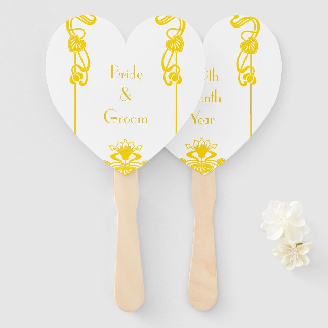 Abanico Art Deco White & Gold Fancy (Anverso y reverso)