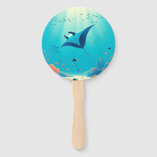 Abanico Arte costero clásico de manta raya