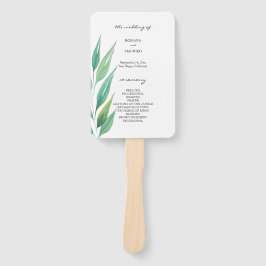 Abanico Arte de Acuarela Elegante Verde Azul Océano