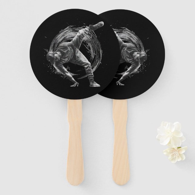 Abanico Arte de movimiento monocromo de estilo urbano (Anverso y reverso)