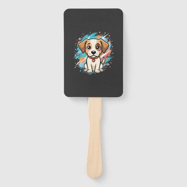 Abanico Arte vectorial de perro lindo con salpicaduras de  (Anverso)