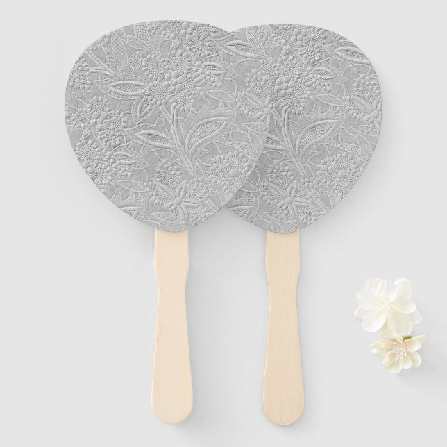 Abanico Aspecto gris floral Grabado en relieve (Anverso y reverso)