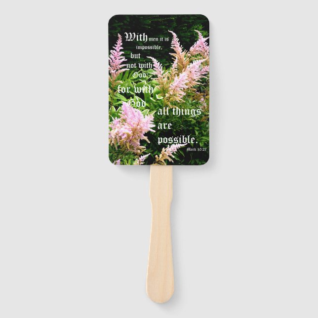 Abanico Astilbe con Mark 10:27 (Anverso)