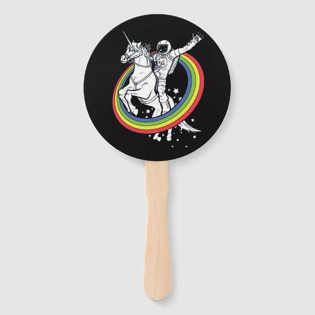 Abanico Astronauta montando unicornio  (Anverso)
