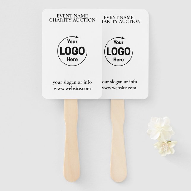 Abanico Auction Paddle | Charity Event Bid Modern Logo  (Anverso y reverso)