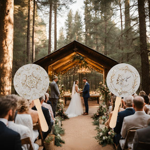 Abanico Ave Hummingbird blanco para aficionados a la boda